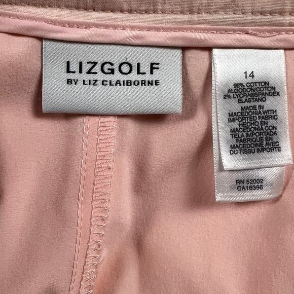Liz Claiborne LizGolf Pink Mimosas Tees Flags Gloves Cotton Skort Size 14 - Picture 8 of 9